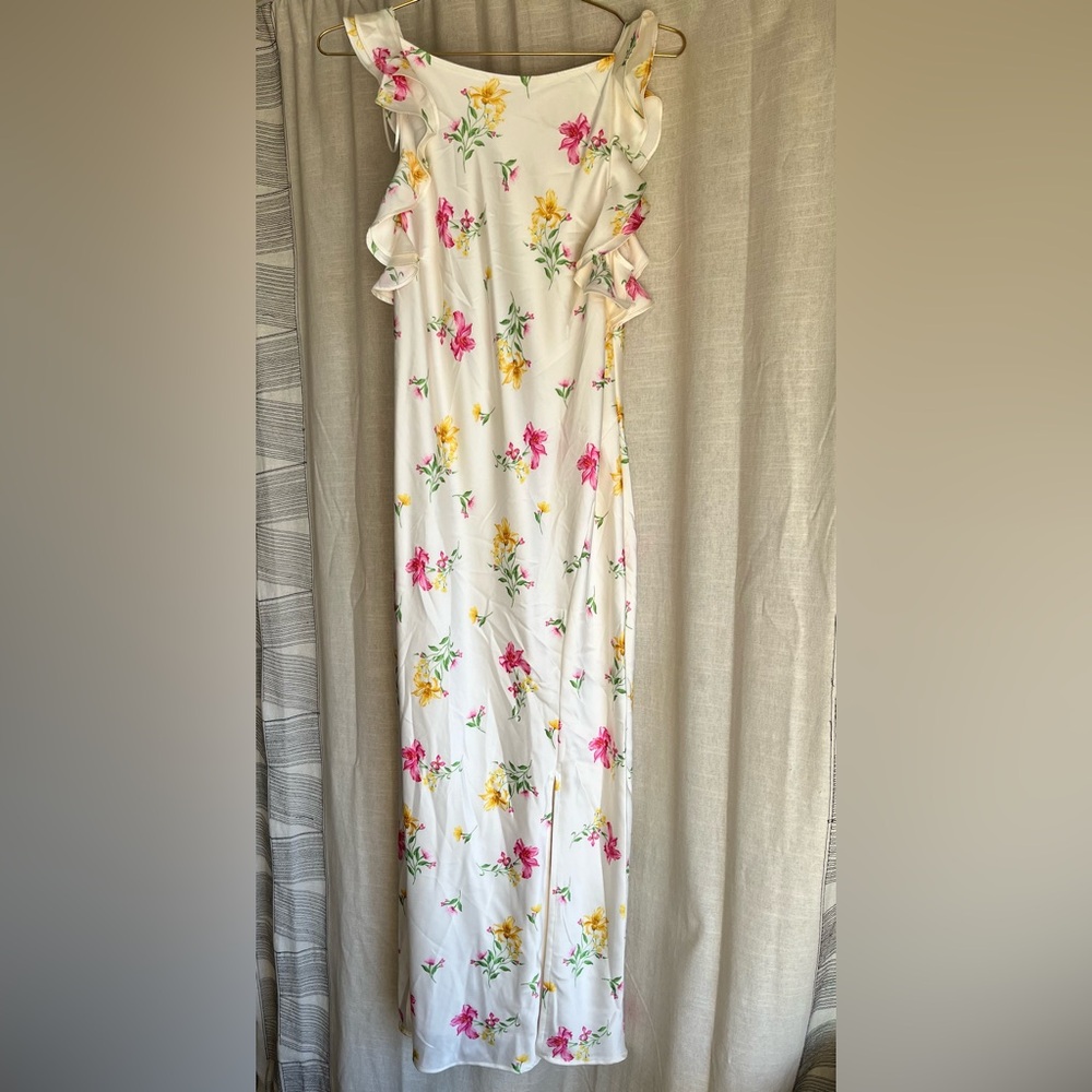 A New Day Floral Ruffle Sleeve Maxi Dress NWT Ivory Size S